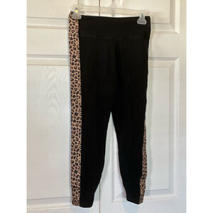 express Black Yoga Pants with Animal Print Stripe on the side